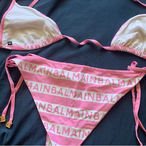 Balmain logo stripped bikini, Size 42/ L - Picture 5 of 5